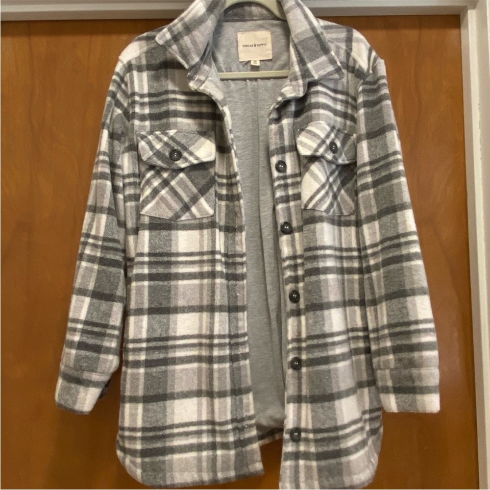 NWOT Gray Plaid Jacket - Picture 2 of 6